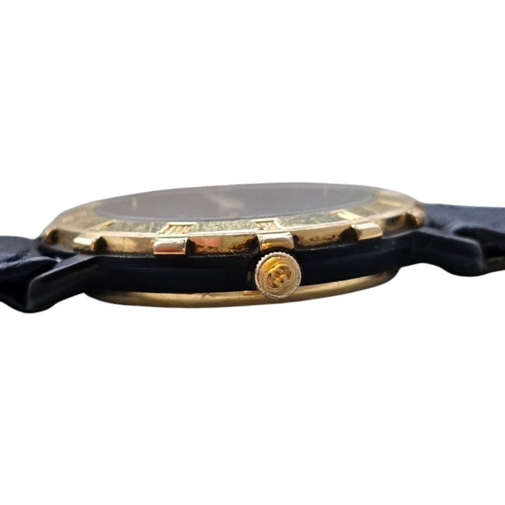 Vintage Gucci 3200L Women's Watch Gold Plated Roman Bezel Black Dial Swiss Made - Picture 4 of 7